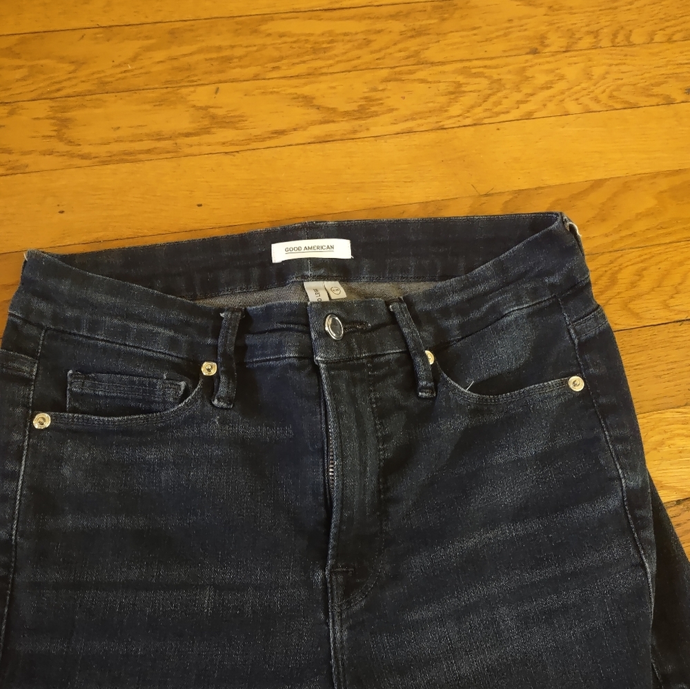 Good American Good Legs Dark Wash Skinny Jeans Size 6/28 High Rise - Picture 8 of 8